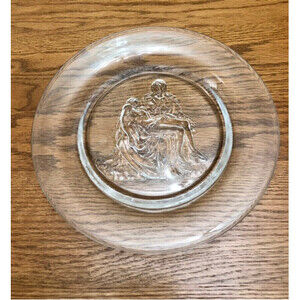 Michelangelo Pieta Crystal Platter Vintage
